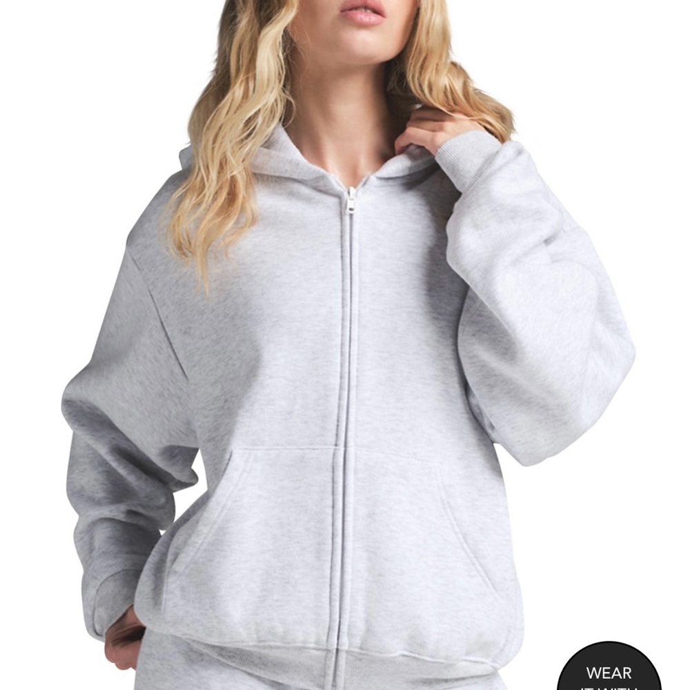 SKIMS Light Gray Zip-Up Hoodie